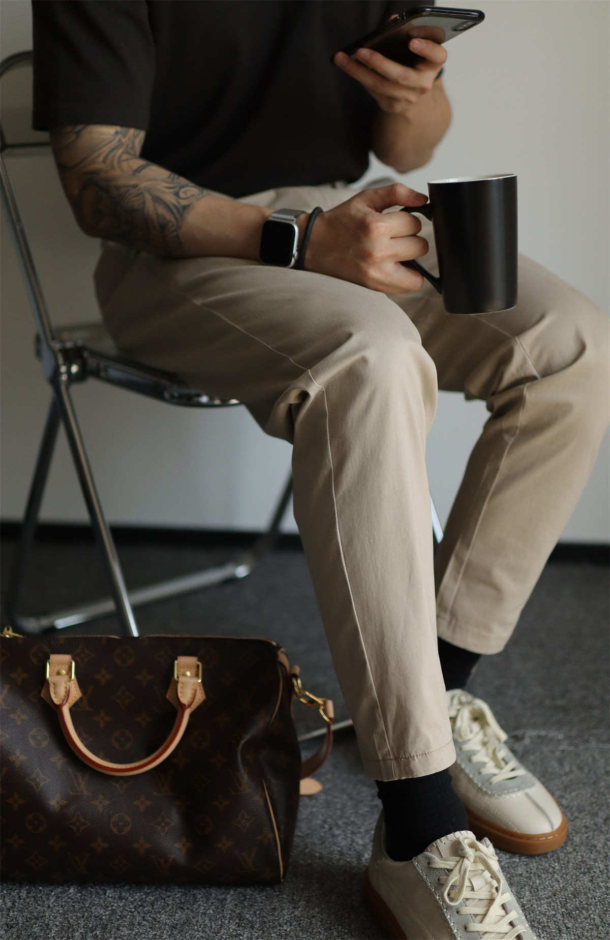 Pure Cotton Semi-Tapered Cropped Trousers