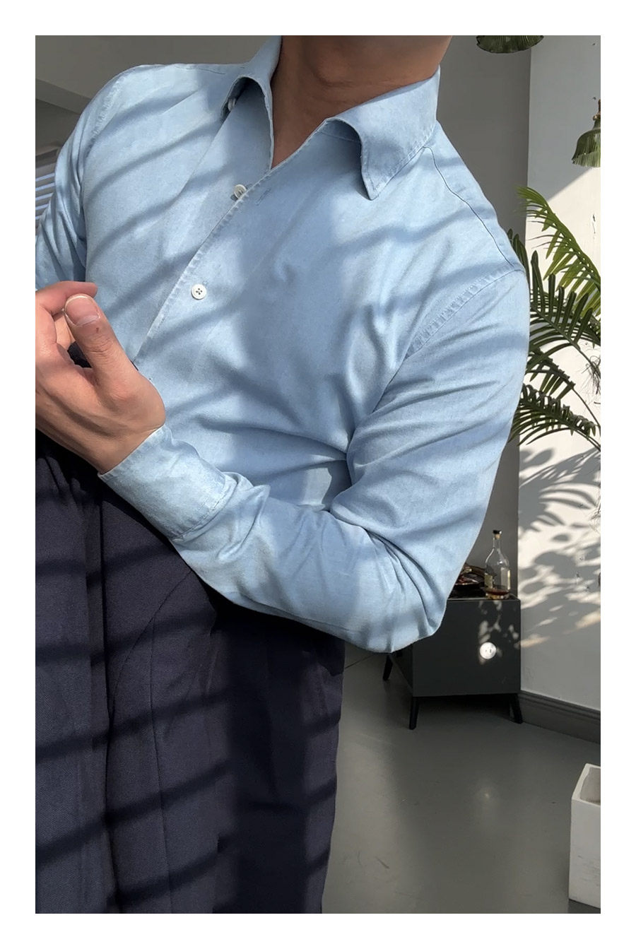 One-Piece Collar Denim Shirt