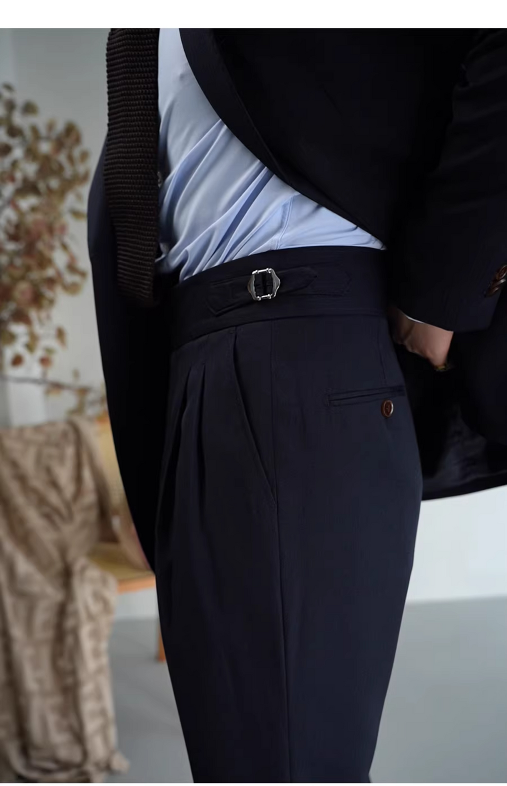 MONSEN Suitory Napoli Navy Dark-Stripe Suit in Wool product image