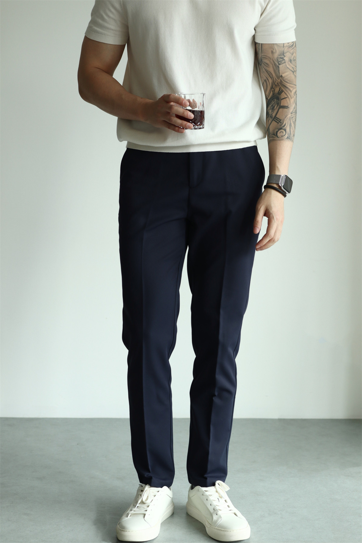 MONSEN Suitory Hidden-Elastic Waist Stretch Ankle Trousers in Performance Blend product image