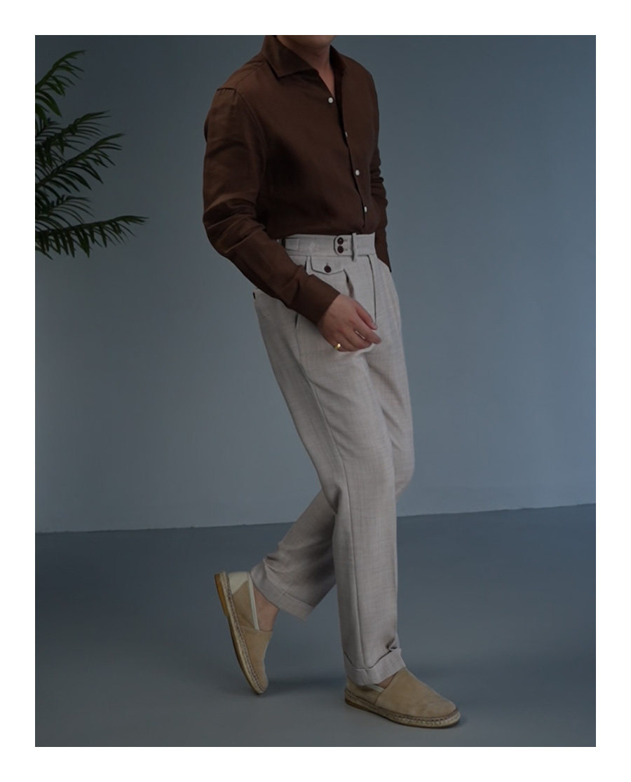 100% Linen Small V-Neck Shirt