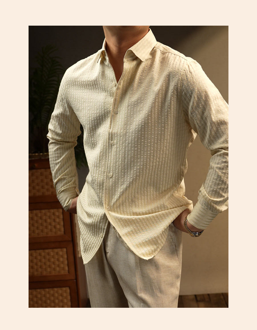 Seersucker One-Piece Collar Shirt