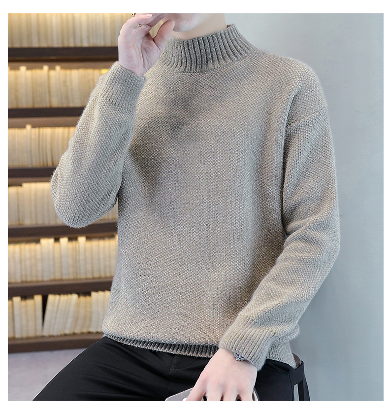Mock-Neck Fleece Chenille Sweater