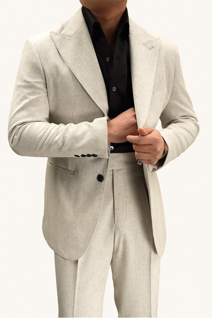 MONSEN Suitory Neapolitan Linen-Blend Slim Blazer/Suit product image