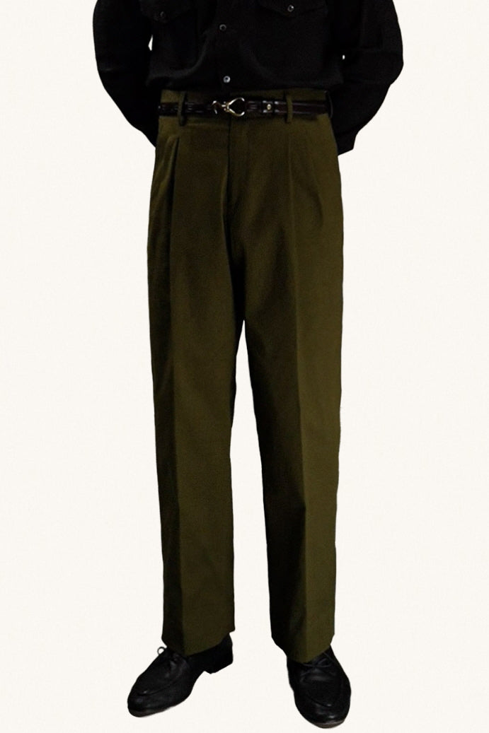 MONSEN Suitory Double-Pleat Cotton Trousers product image