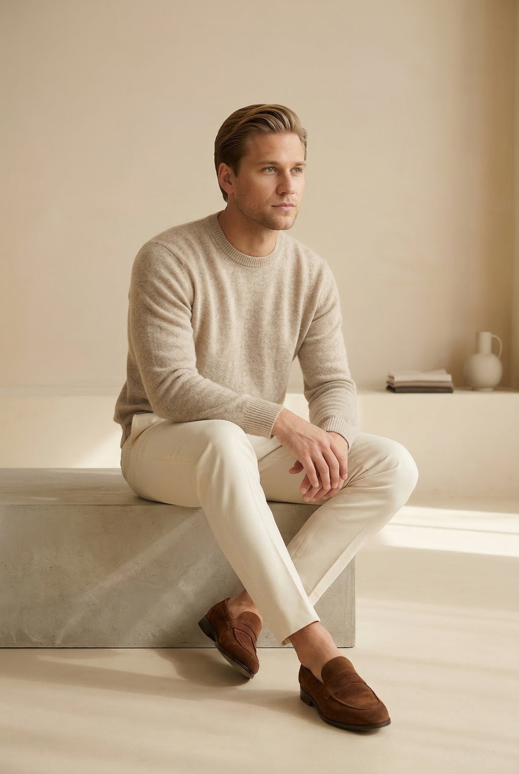 MONSEN Suitory 100% Wool Lightweight Crewneck Knit product image