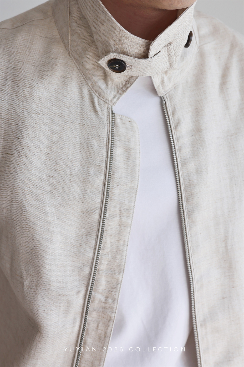 MONSEN Suitory Herringbone Tencel-Linen Lapel Jacket product image