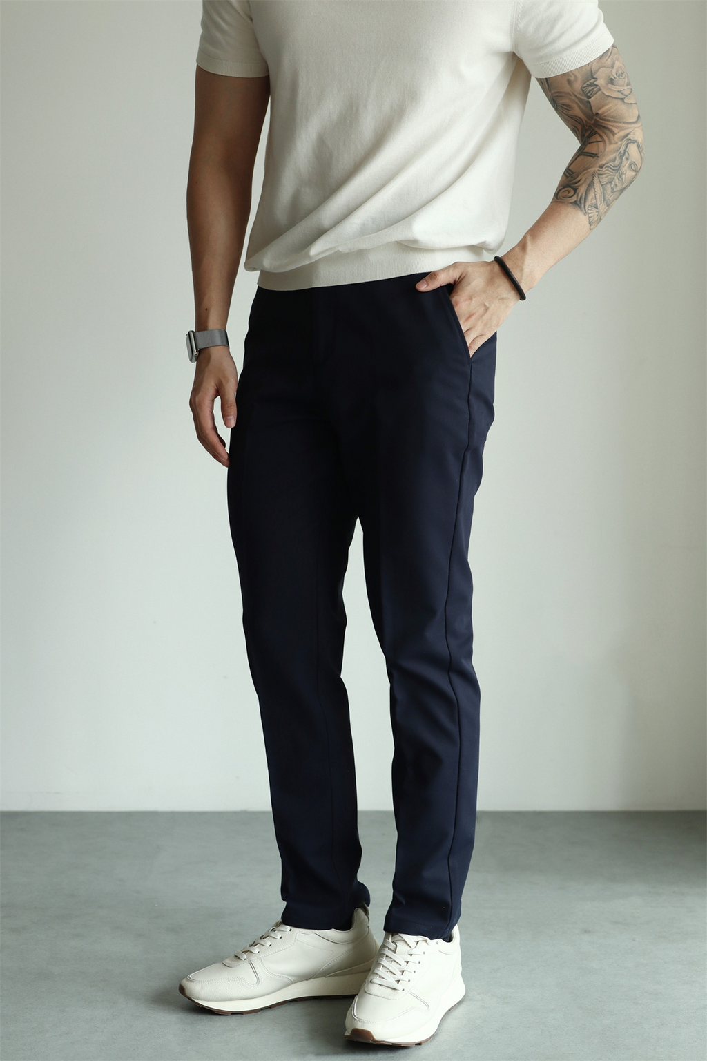 MONSEN Suitory Hidden-Elastic Waist Stretch Ankle Trousers in Performance Blend product image