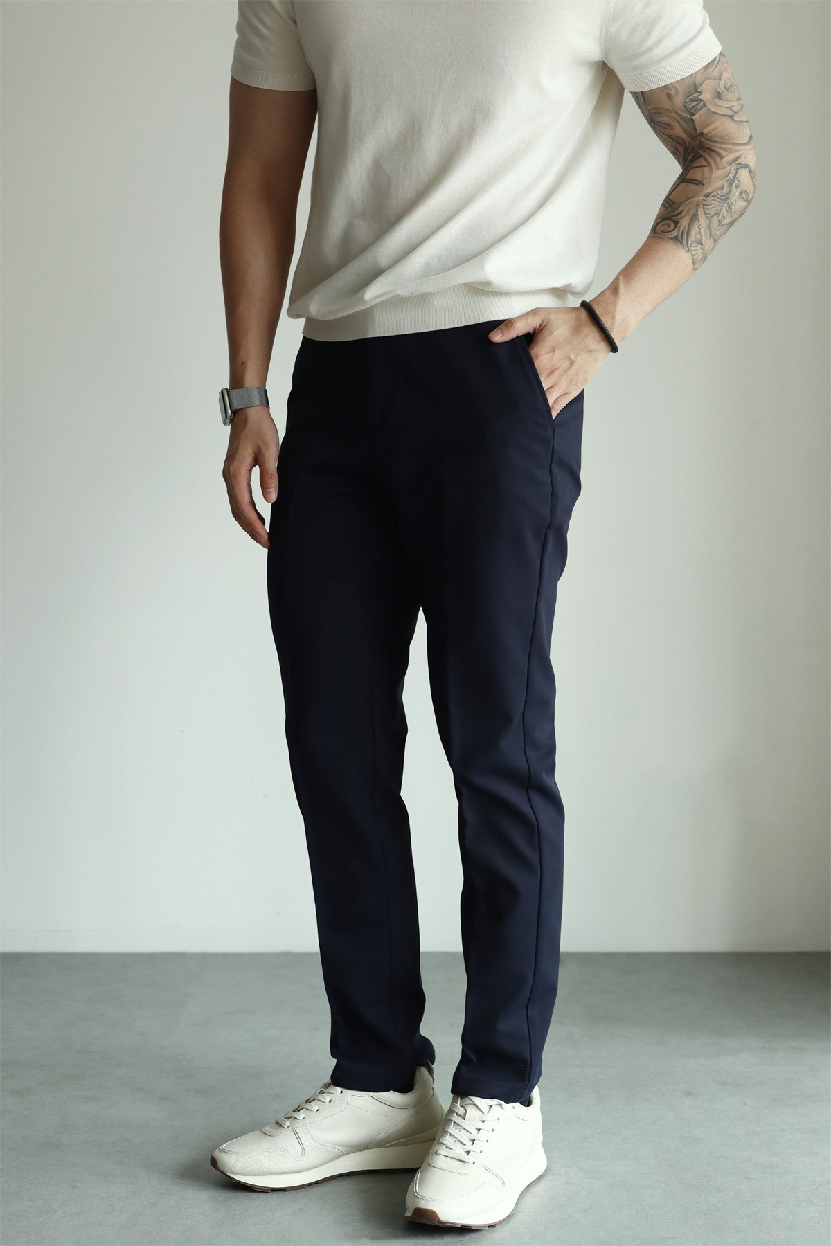 MONSEN Suitory Hidden-Elastic Waist Stretch Ankle Trousers in Performance Blend product image