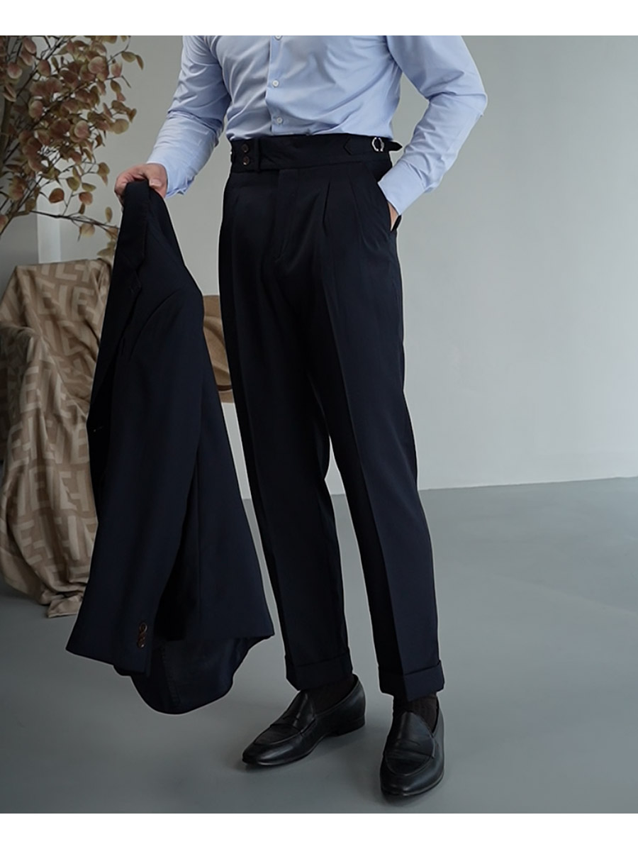 MONSEN Suitory Napoli Navy Dark-Stripe Suit in Wool product image