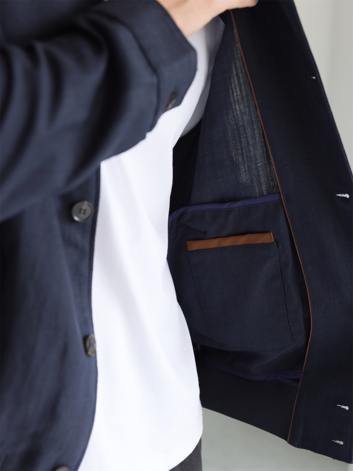 MONSEN Suitory Tencel-Linen Lightweight Sheen Lapel Jacket product image