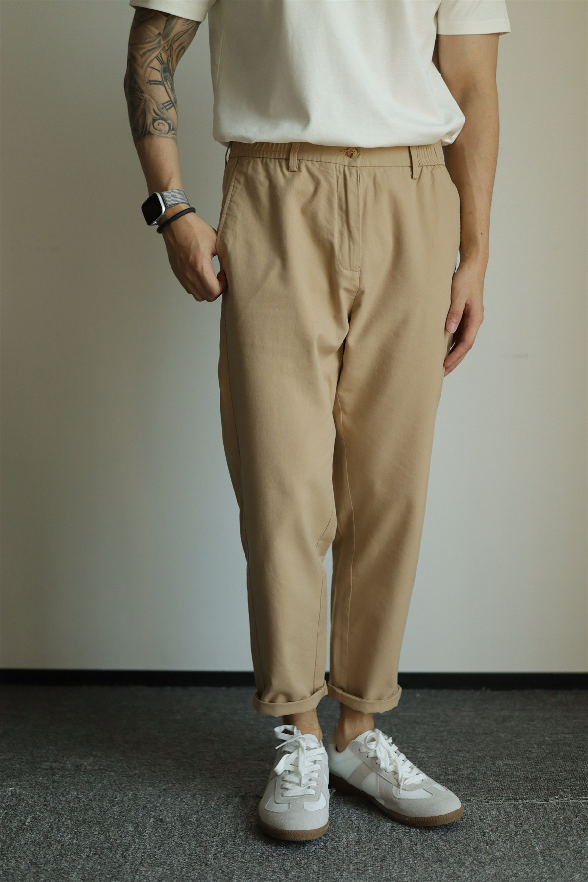 MONSEN Suitory Tencel Straight-Leg Cropped Trousers product image