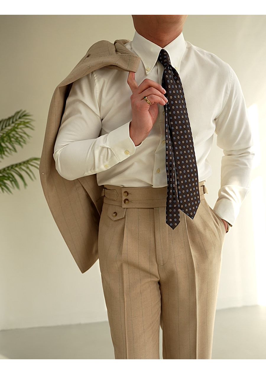 MONSEN Suitory Retro Oxford Non-Iron Wide Collar Shirt in Cotton product image