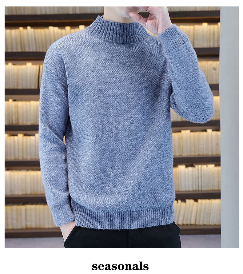 Mock-Neck Fleece Chenille Sweater