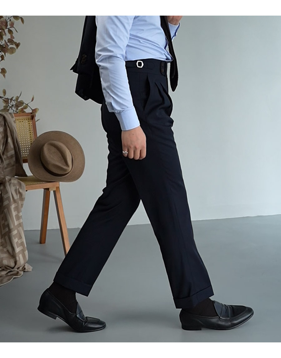 MONSEN Suitory Napoli Navy Dark-Stripe Suit in Wool product image