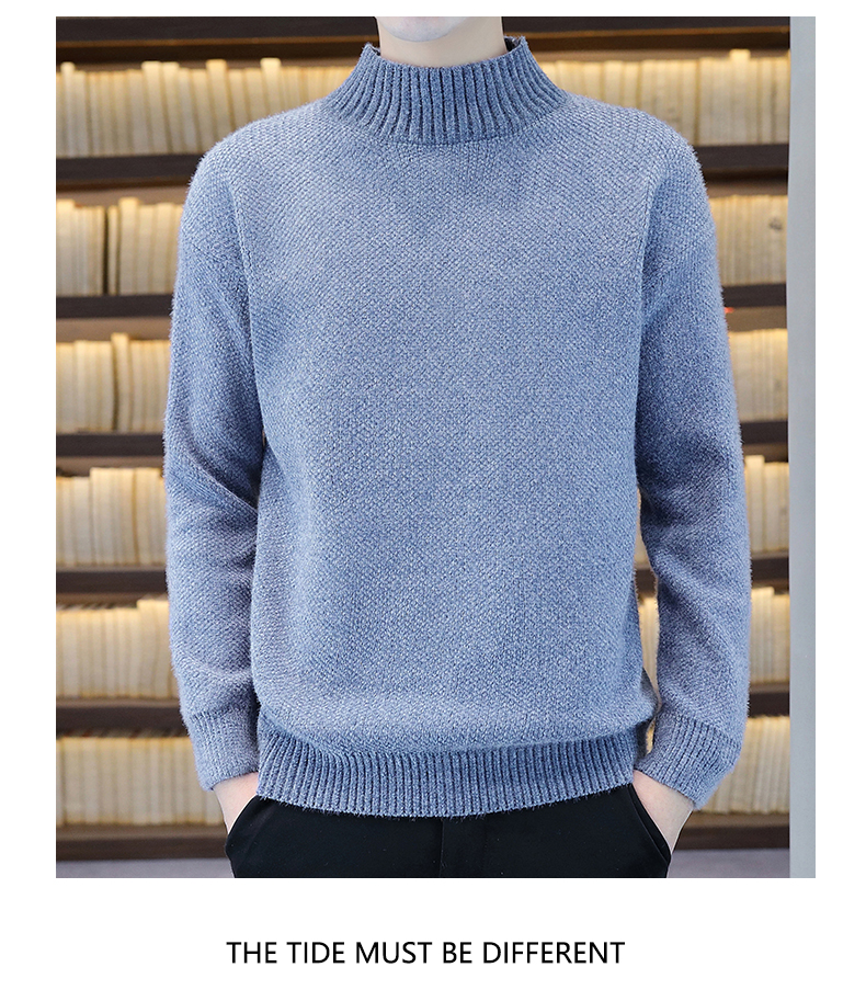 Mock-Neck Fleece Chenille Sweater