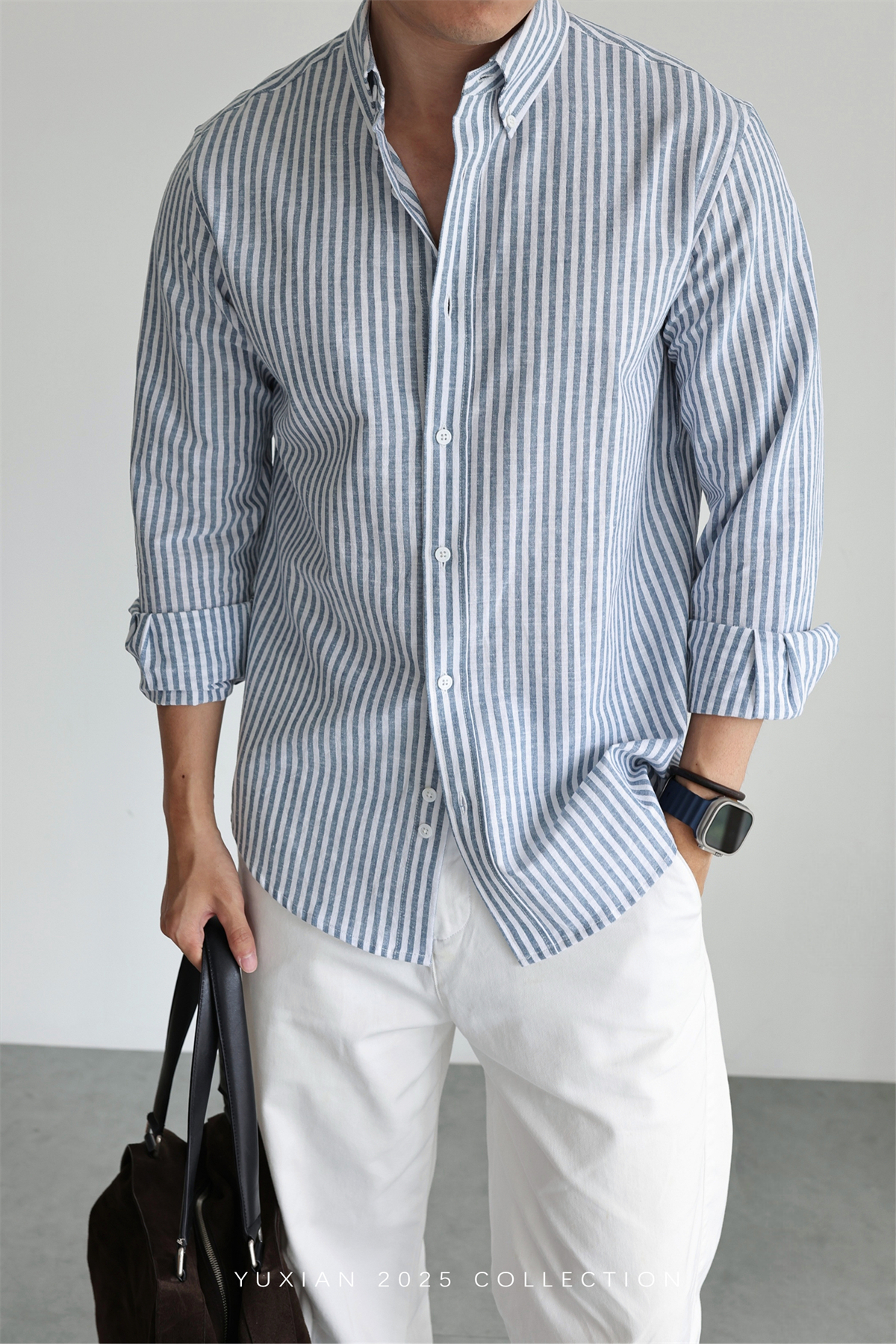 Linen-Cotton Stripe Shirt