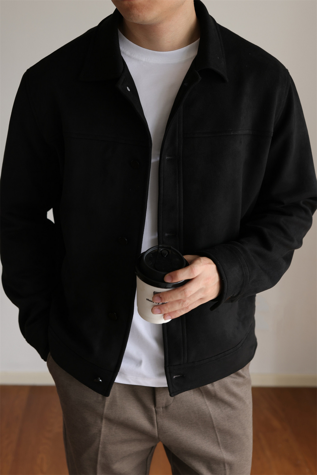 MONSEN Suitory Double-Brushed Faux Suede Lapel Jacket product image