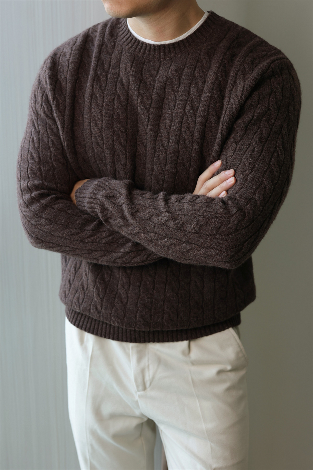 MONSEN Suitory Merino Wool Cable-Knit Sweater product image