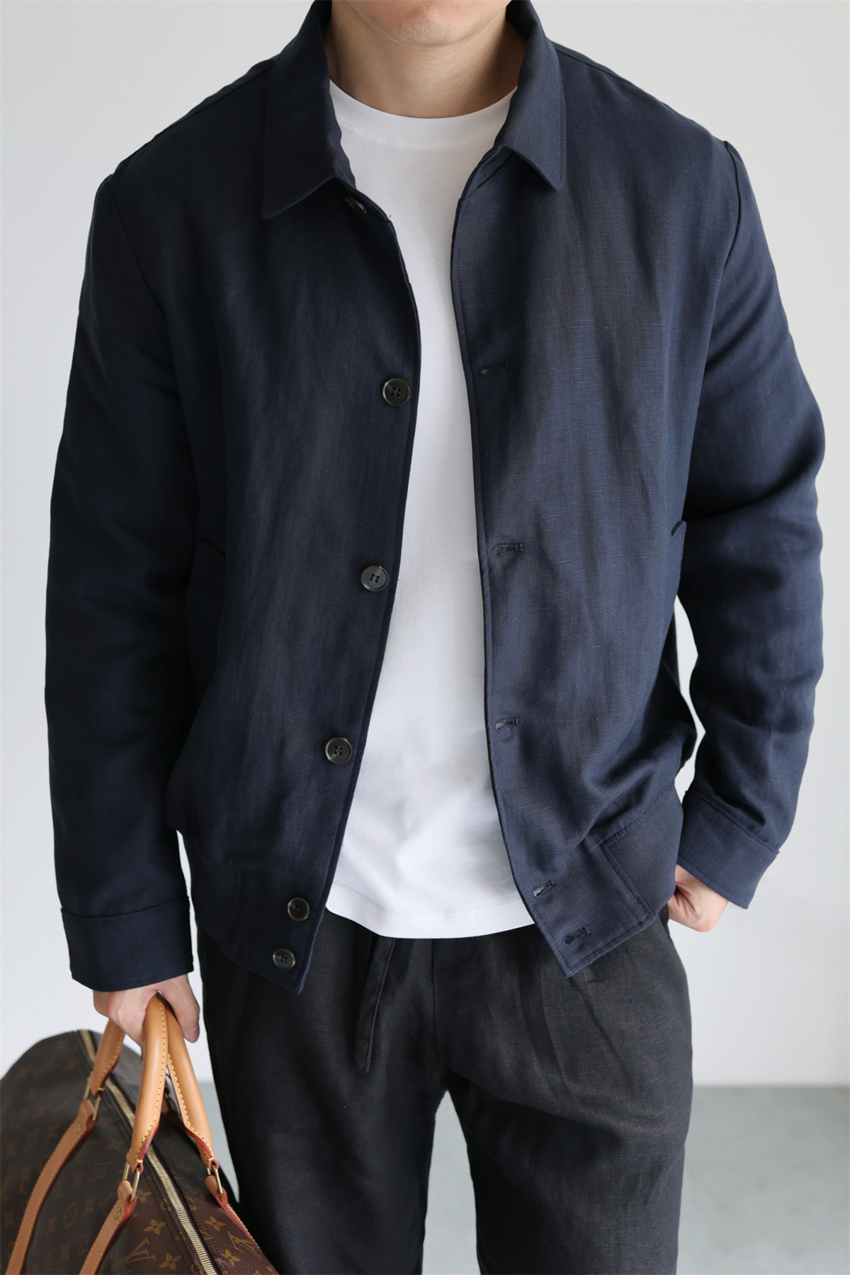 MONSEN Suitory Tencel-Linen Lightweight Sheen Lapel Jacket product image