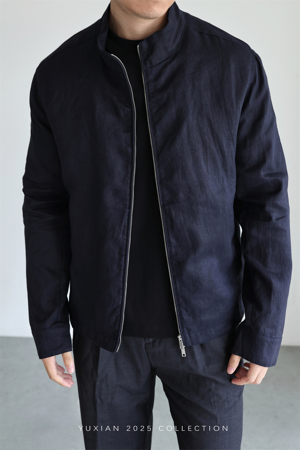 100% Linen Italian Stand-Collar Jacket