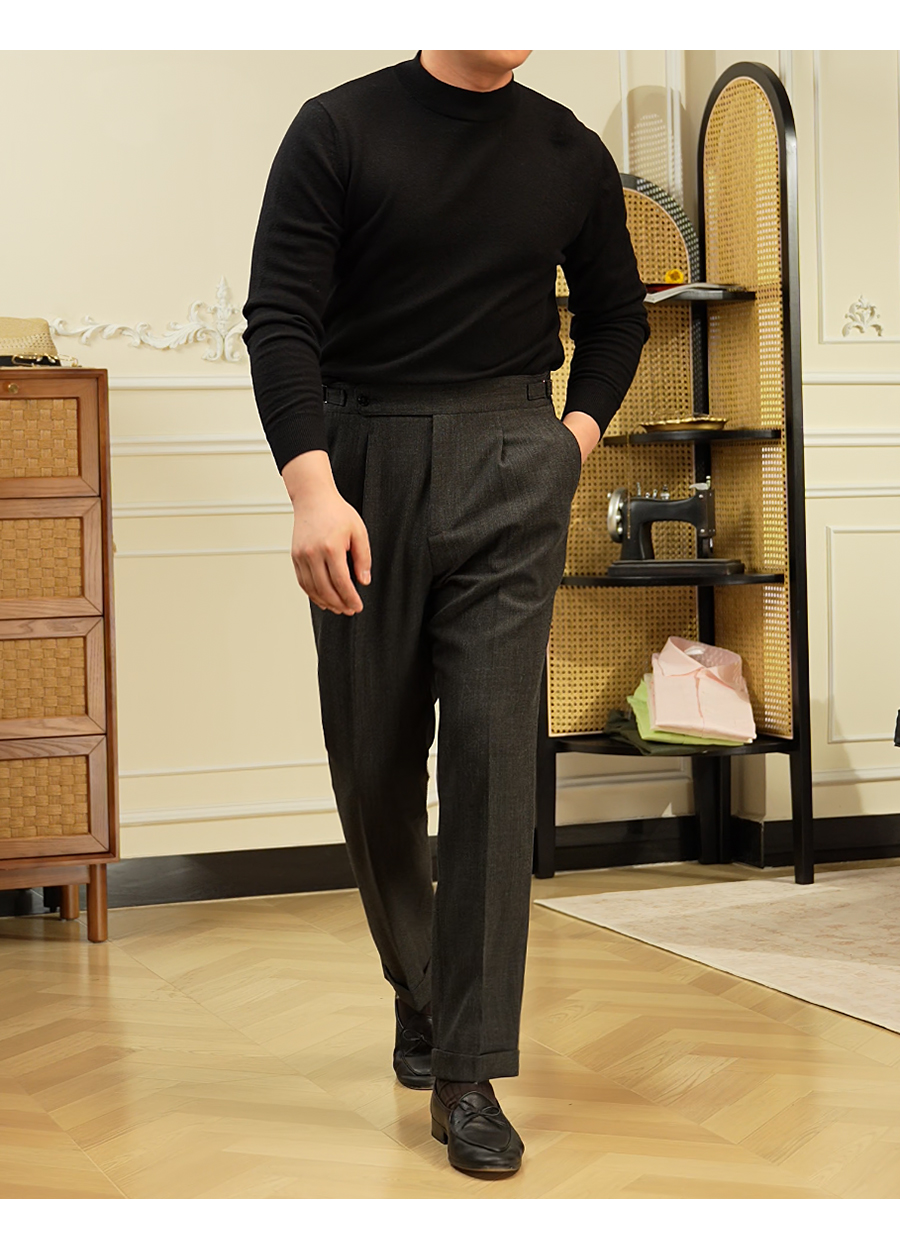 High-Waist Straight Trousers