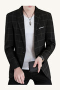 MONSEN Suitory Lightweight Slim Plaid Blazer in Performance Blend front view