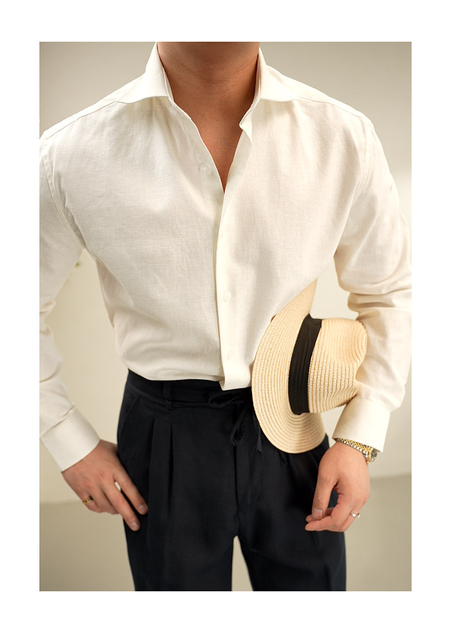 MONSEN Suitory Cotton-Linen Windsor Collar Shirt product image