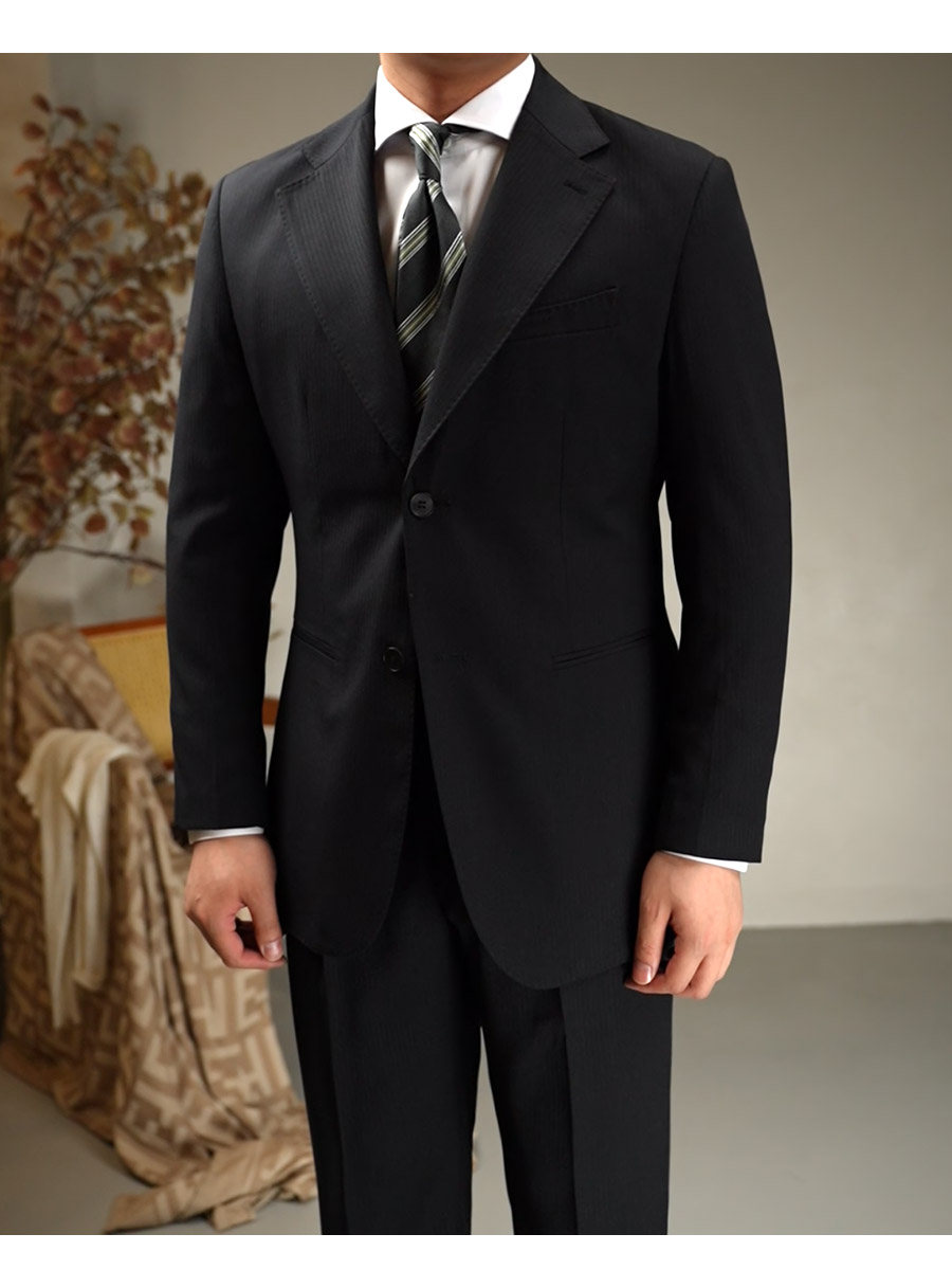 MONSEN Suitory Napoli Navy Dark-Stripe Suit in Wool product image
