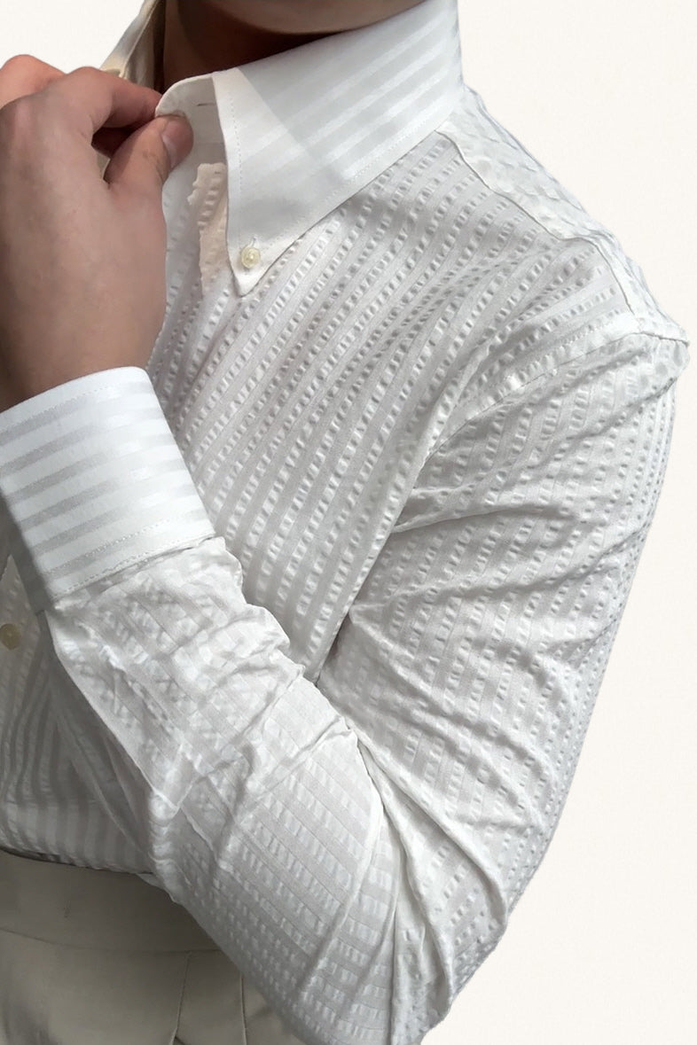 MONSEN Suitory Seersucker Stripe Shirt in Cotton product image