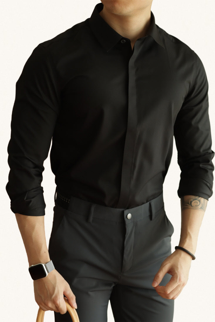 MONSEN Suitory No-Iron Hidden-Placket Shirt in Performance Blend product image