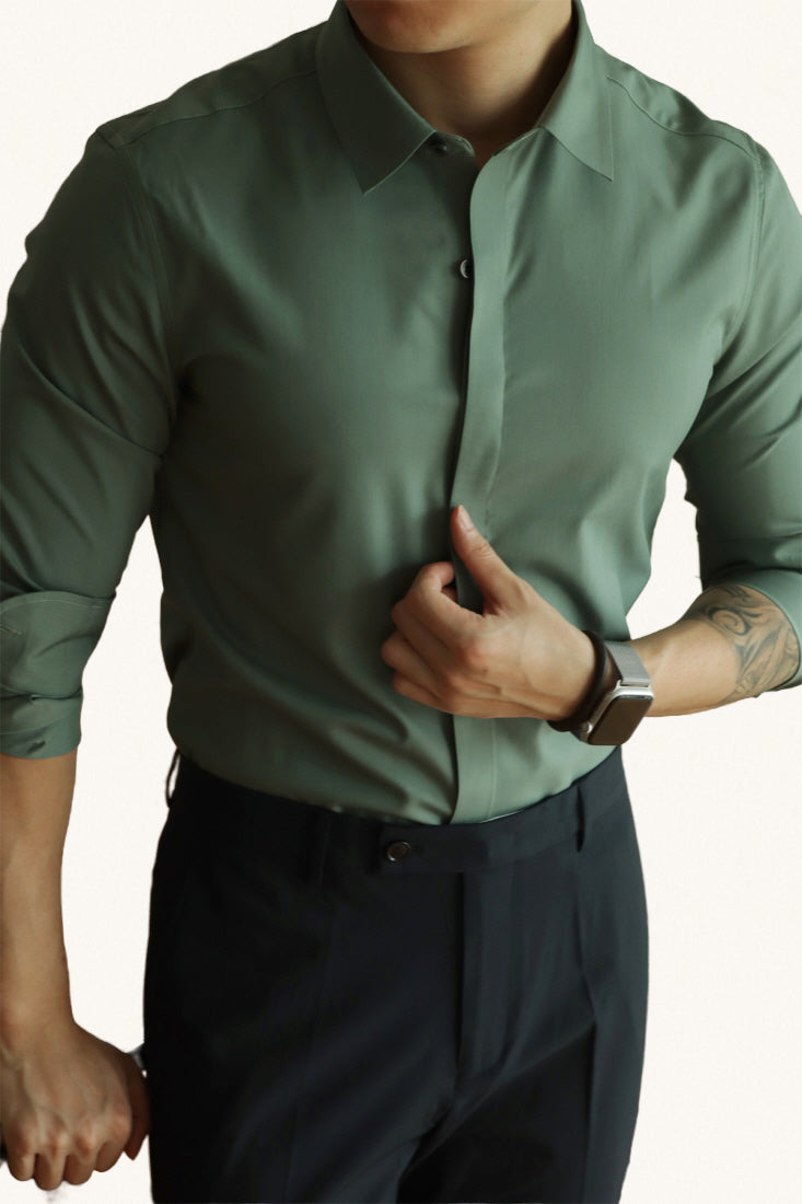 MONSEN Suitory No-Iron Hidden-Placket Shirt in Performance Blend product image