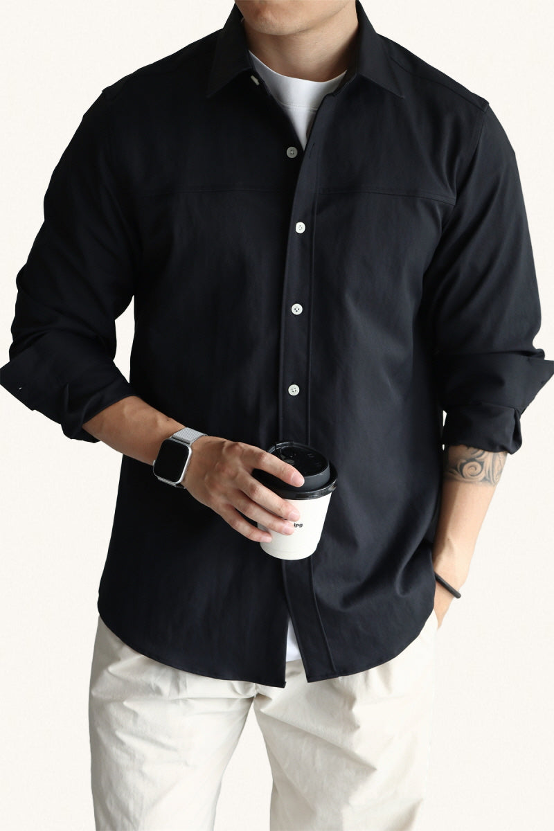 MONSEN Suitory Enzyme-Washed Utility Shirt in Performance Blend front view