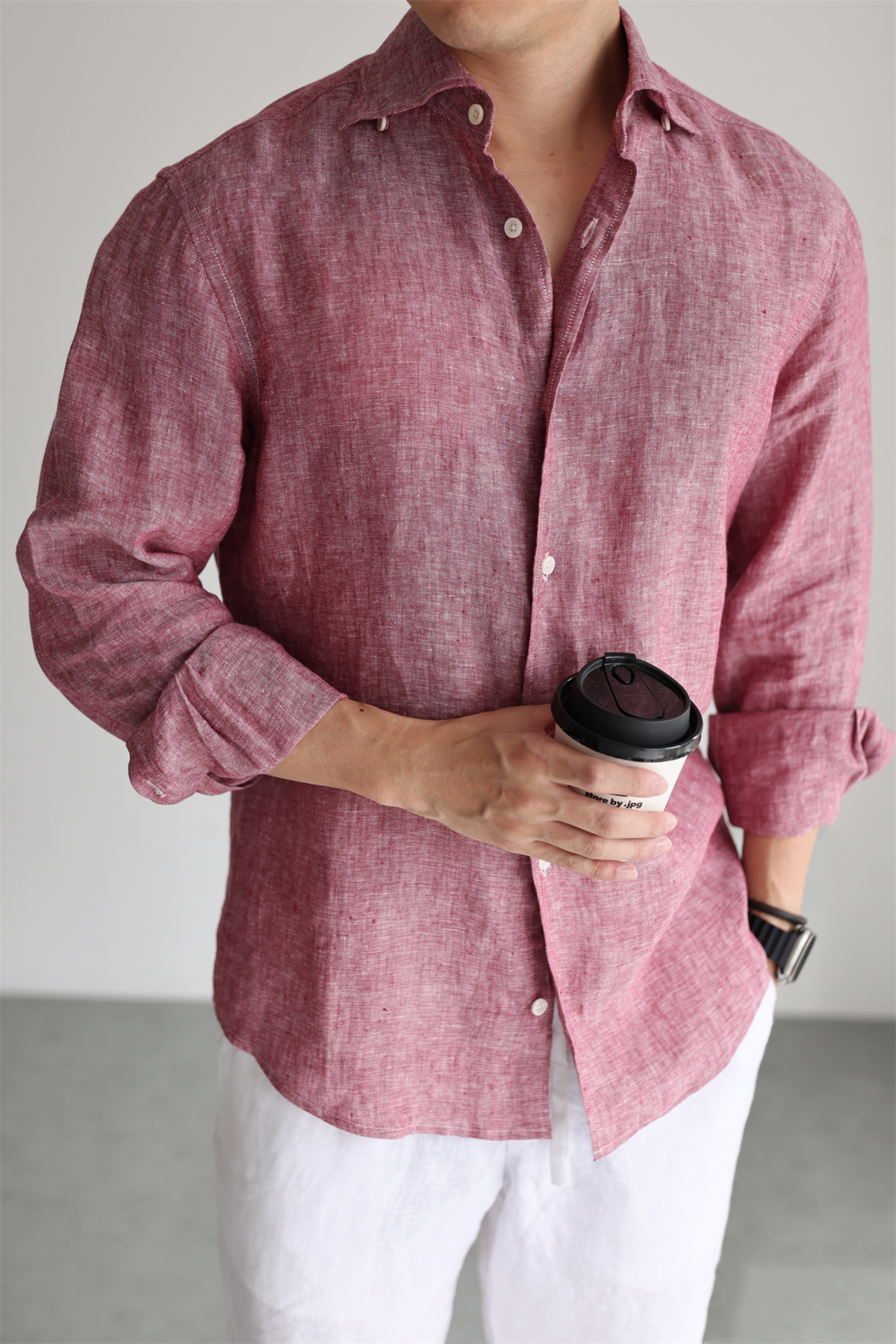 Two-Tone 100% Linen Shirt