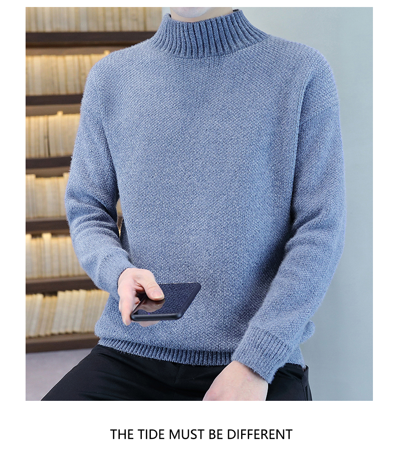 Mock-Neck Fleece Chenille Sweater