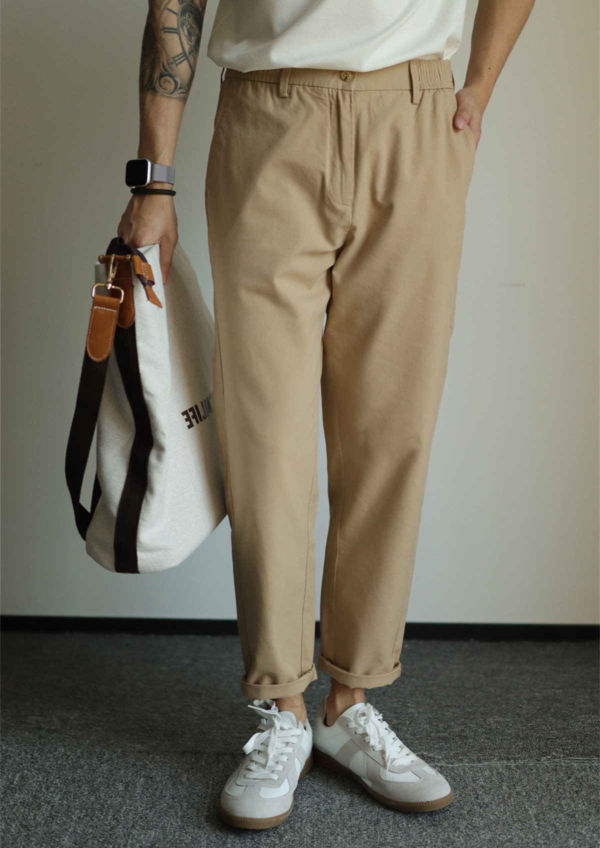 MONSEN Suitory Tencel Straight-Leg Cropped Trousers product image