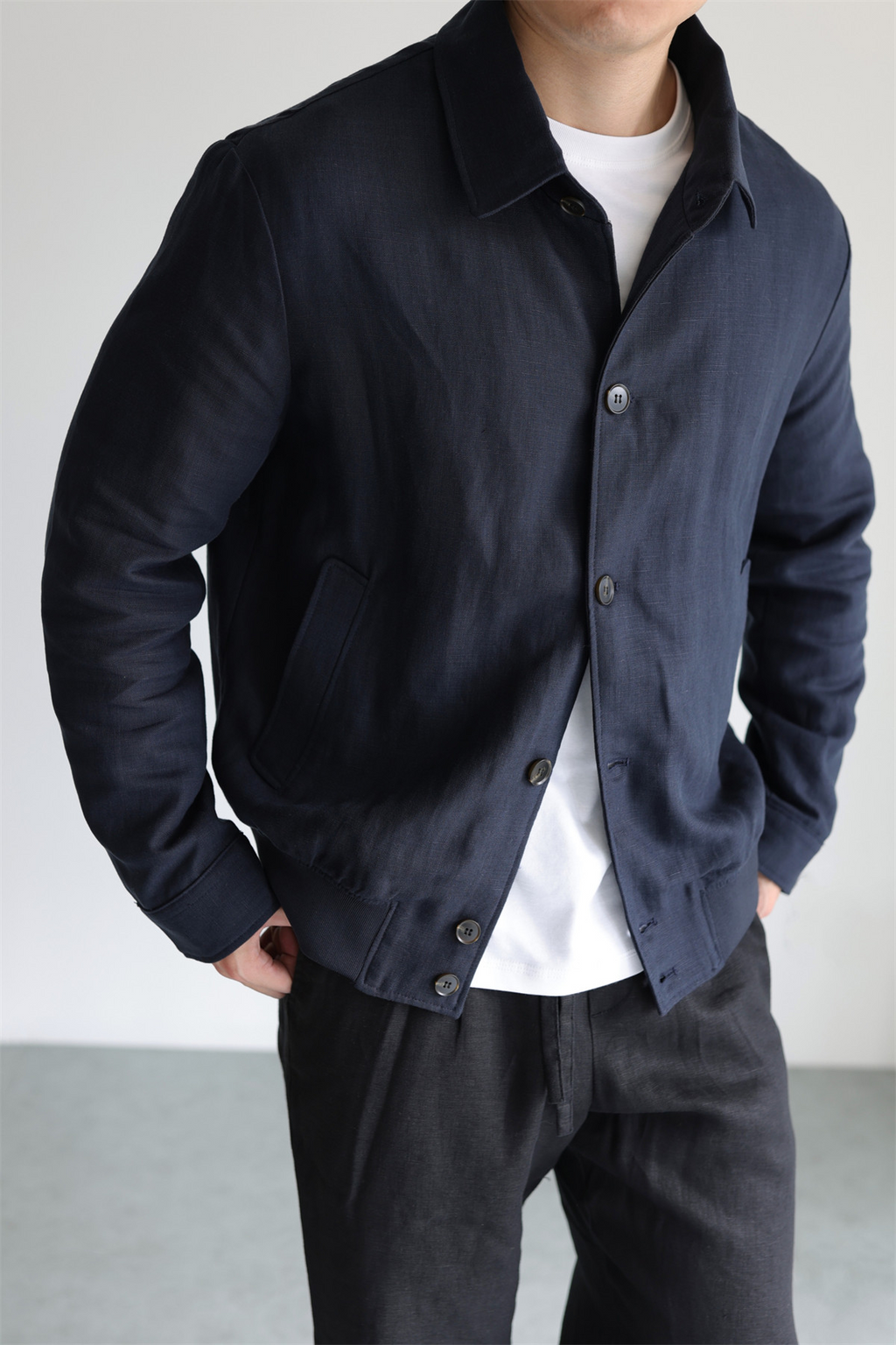 MONSEN Suitory Tencel-Linen Lightweight Sheen Lapel Jacket product image