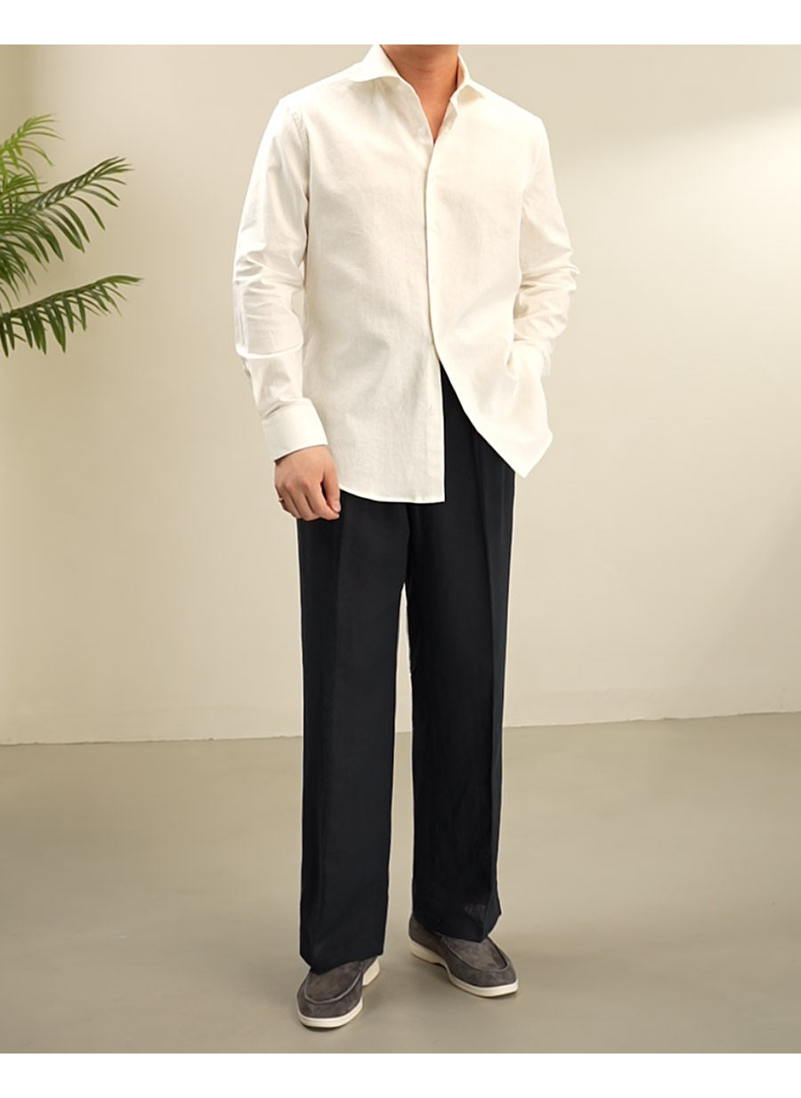 MONSEN Suitory Cotton-Linen Windsor Collar Shirt product image