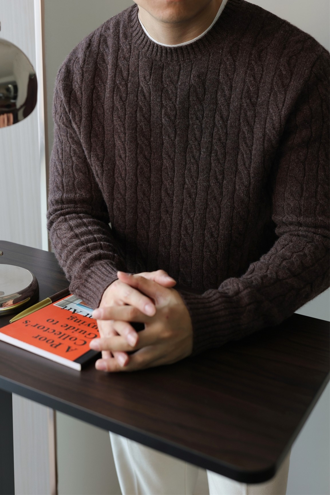 MONSEN Suitory Merino Wool Cable-Knit Sweater product image