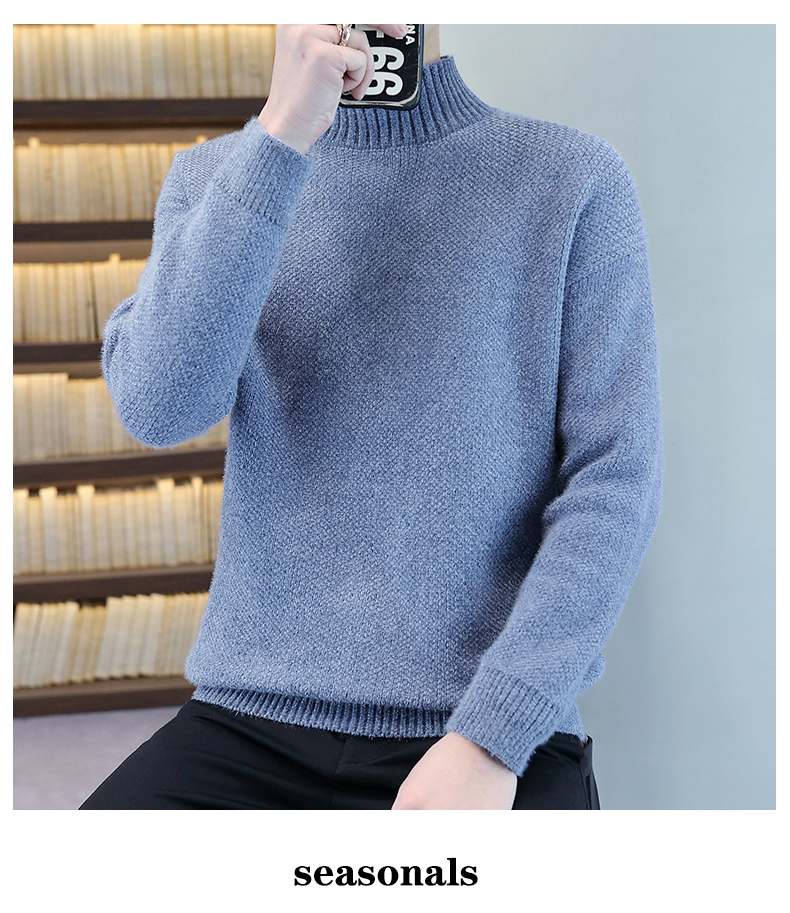 Mock-Neck Fleece Chenille Sweater