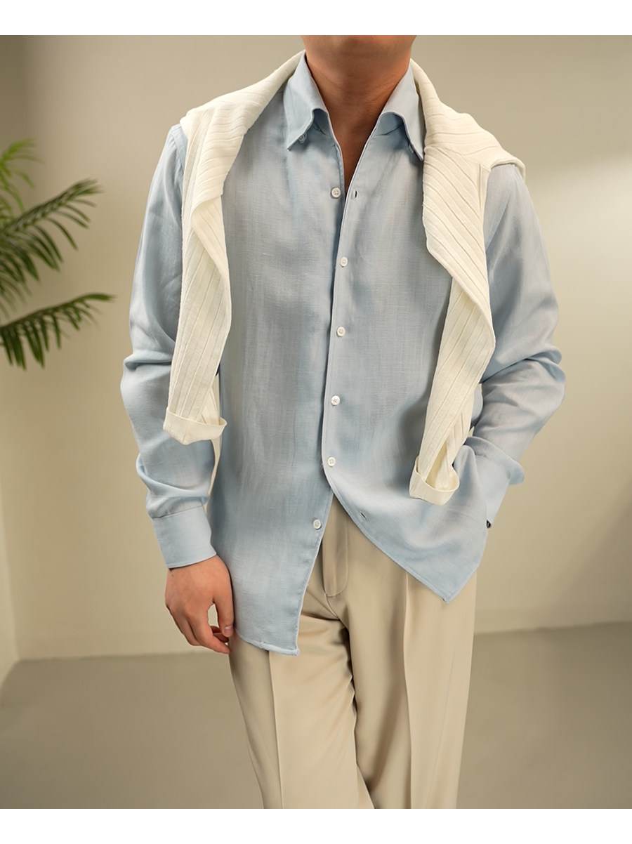 One-Piece Collar Linen Shirt