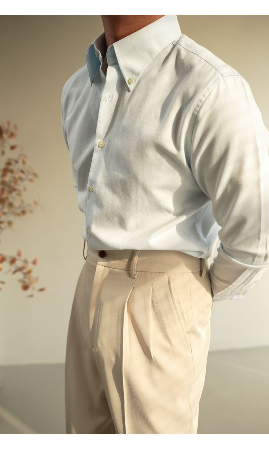 MONSEN Suitory Retro Oxford Non-Iron Wide Collar Shirt in Cotton product image