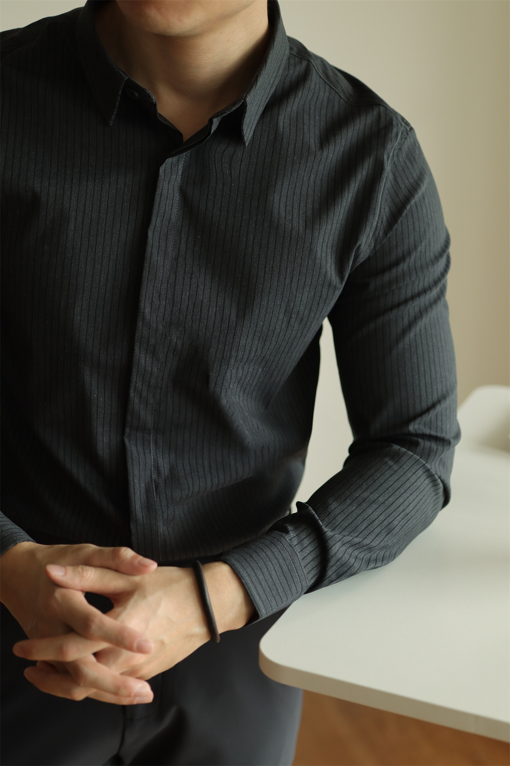 MONSEN Suitory Wrinkle-Free Striped Shirt in Performance Blend product image
