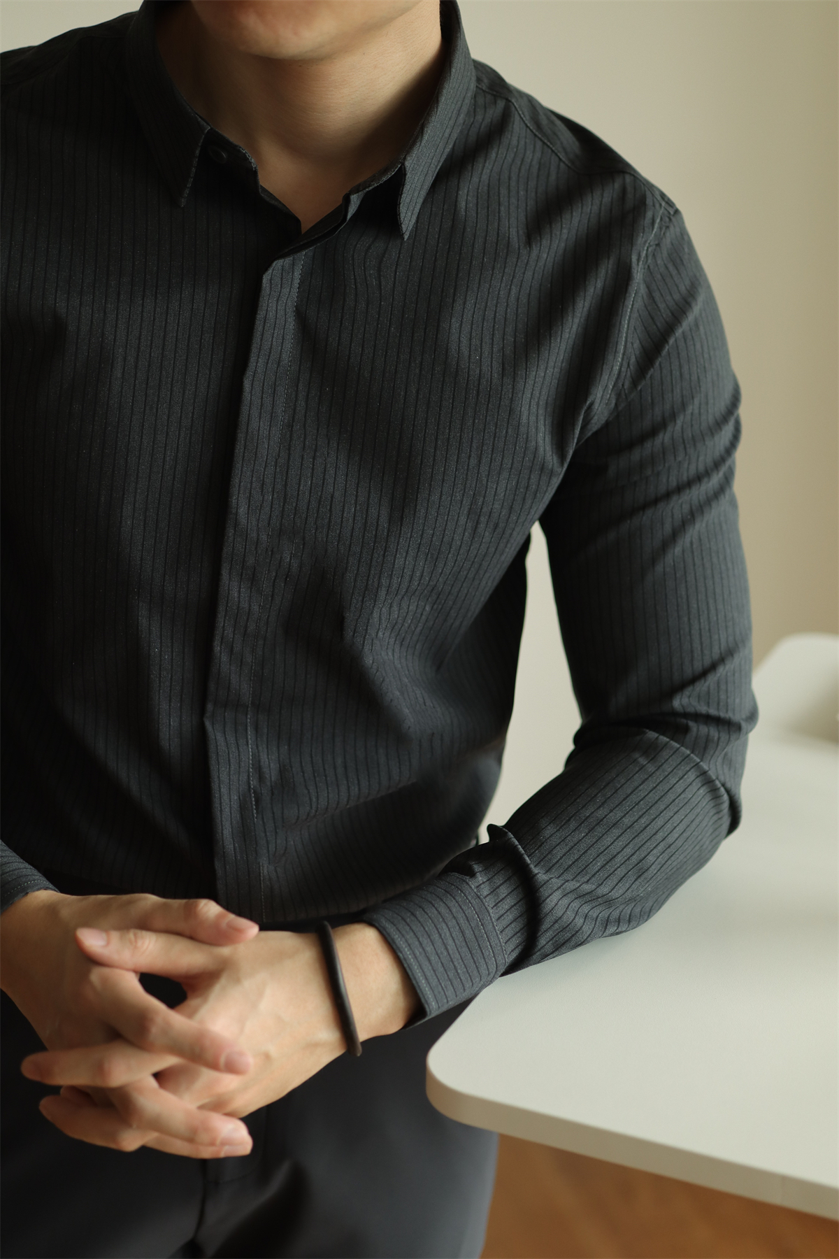 MONSEN Suitory Wrinkle-Free Striped Shirt in Performance Blend product image