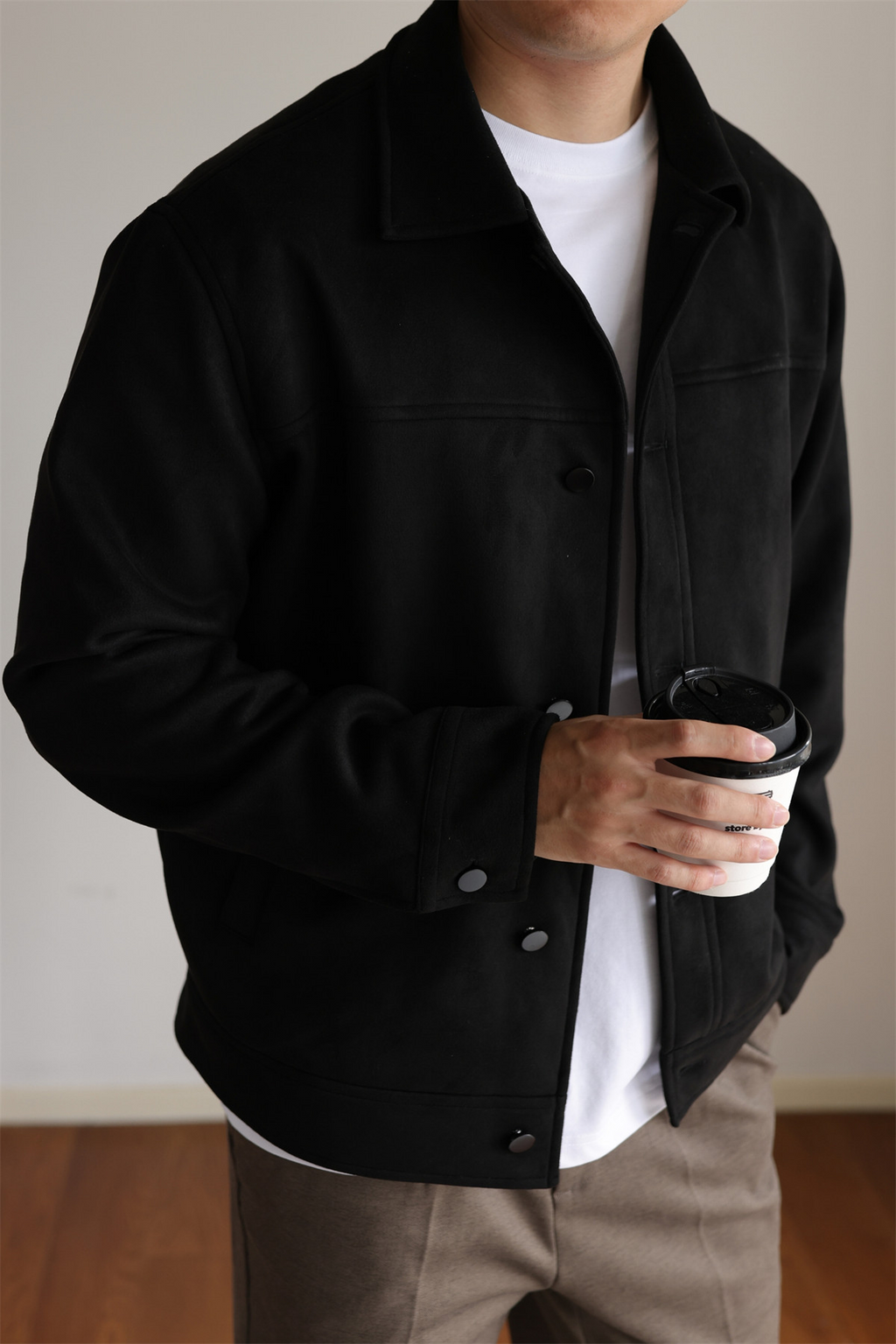 MONSEN Suitory Double-Brushed Faux Suede Lapel Jacket product image