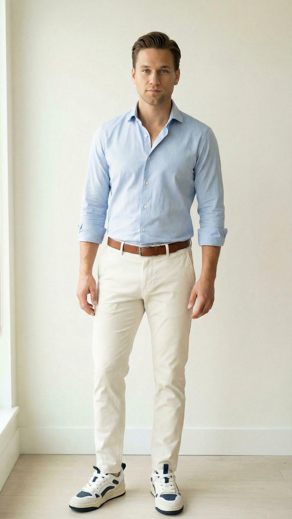 MONSEN Suitory White Low-Top Court Sneakers in Leather product image
