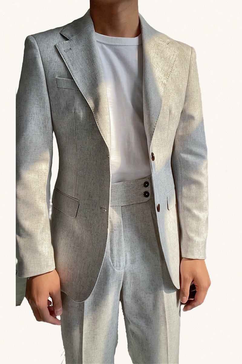 MONSEN Suitory Warm-Tone Italian Casual Blazer in Linen front view