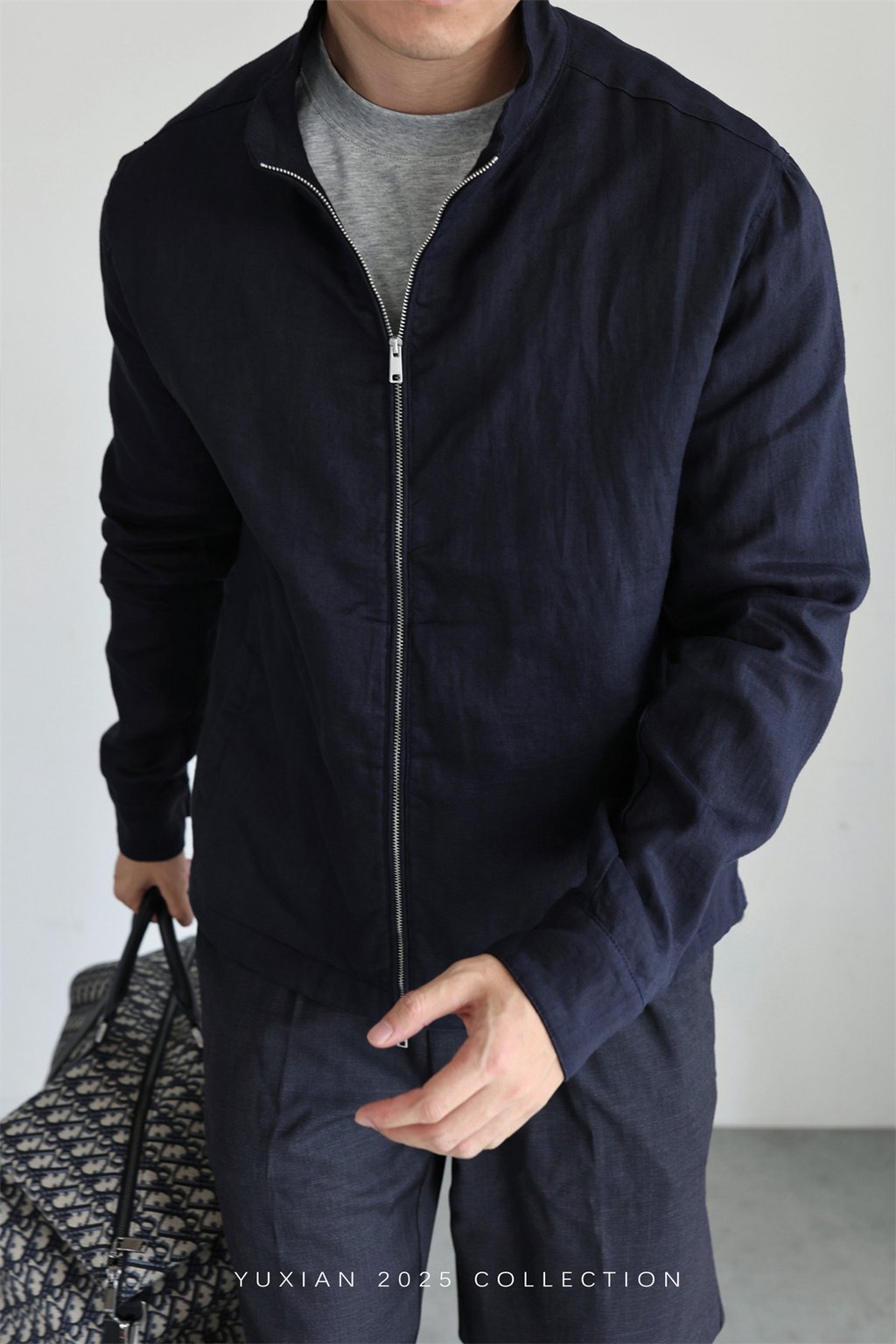 100% Linen Italian Stand-Collar Jacket