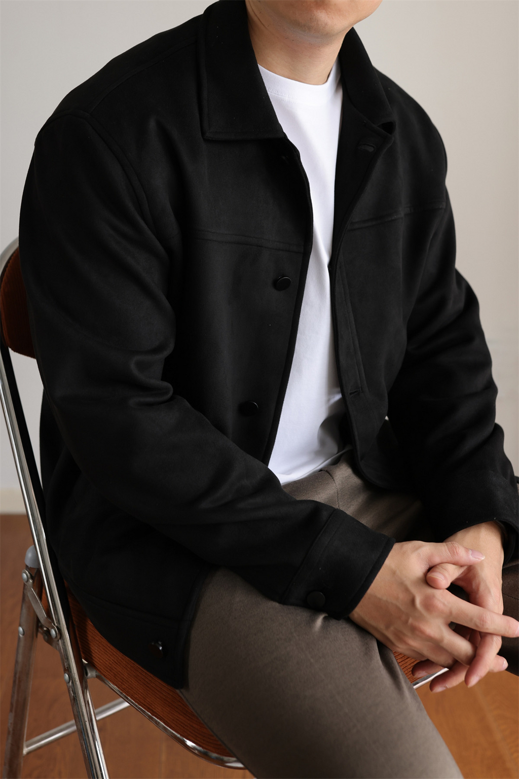MONSEN Suitory Double-Brushed Faux Suede Lapel Jacket product image