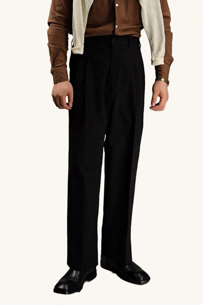 MONSEN Suitory Double-Pleat Cotton Trousers product image